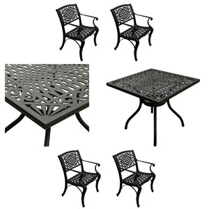 Oakland Living 37-in Square Black Patio Dining Set with Chairs - 5-Piece