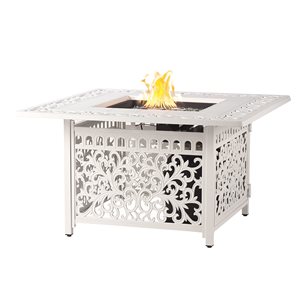 Oakland Living 42-in W 55,000-BTU Square Aluminum Propane Fire Pit Table in White Finish