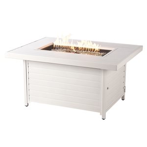 Oakland Living 48-in W 55,000-BTU Rectangular Aluminum Propane Fire Pit Table in White