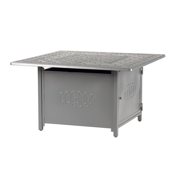 Oakland Living 42-in W 55,000-BTU Square Aluminum Propane Fire Pit Table in Grey