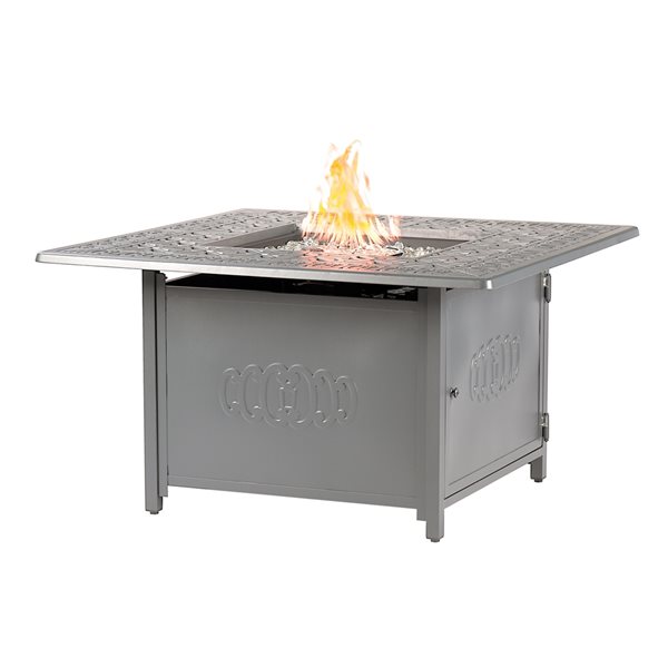 Oakland Living 42-in W 55,000-BTU Square Aluminum Propane Fire Pit Table in Grey