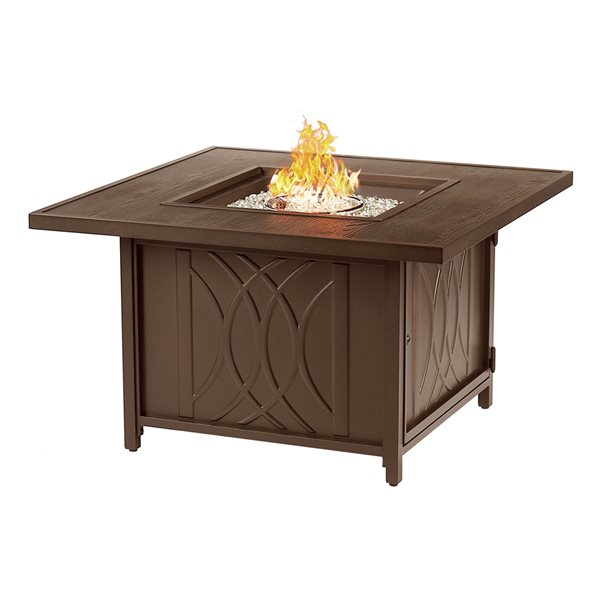 Oakland Living 42-in W 55,000-BTU Square Brown Aluminum Propane Fire Pit Table