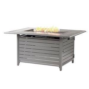 Oakland Living 48-in W 55,000-BTU Rectangular Aluminum Propane Fire Pit Table with Grey Finish