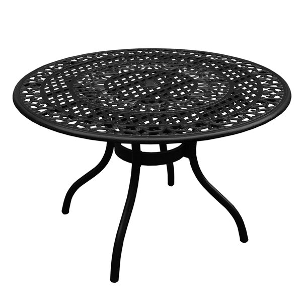 Oakland Living 48-in Round Black Aluminum Patio Dining Set with Chairs - 5-Piece