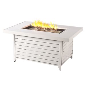 Oakland Living 48-in W 55,000-BTU Rectangular White Aluminum Propane Fire Pit Table