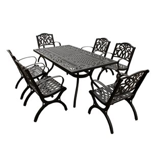 Oakland Living 68-in Black Patio Dining Set with Chairs - 7-Piece