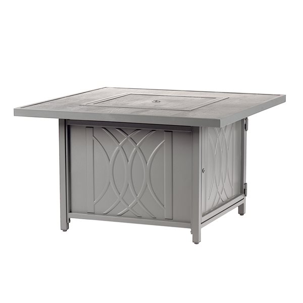 Oakland Living 42-in W 55,000-BTU Square Aluminum Propane Fire Pit Table with Grey Finish