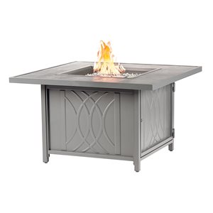 Oakland Living 42-in W 55,000-BTU Square Aluminum Propane Fire Pit Table with Grey Finish