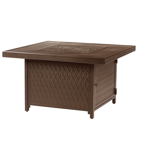 Oakland Living 42-in W 55,000-BTU Square Brown Aluminum Propane Fire Pit Table