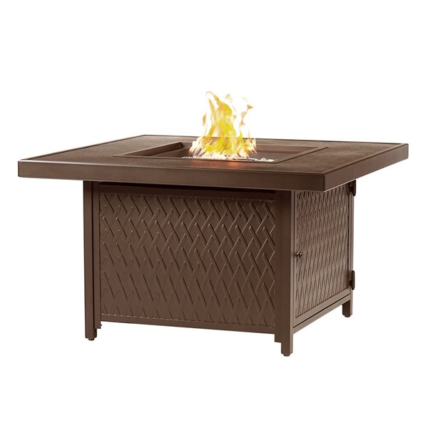 Oakland Living 42-in W 55,000-BTU Square Brown Aluminum Propane Fire Pit Table