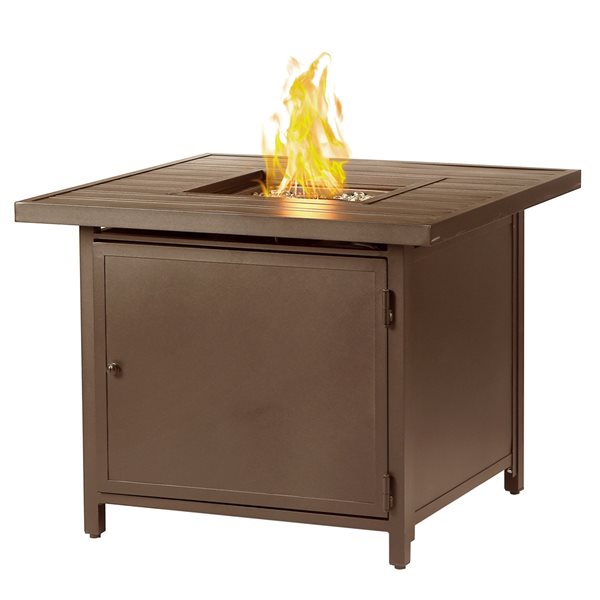 Oakland Living 32-in W 37,000-BTU Brown Aluminum Propane Fire Pit Table