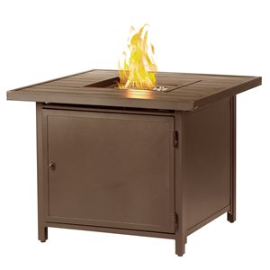 Oakland Living 32-in W 37,000-BTU Brown Aluminum Propane Fire Pit Table