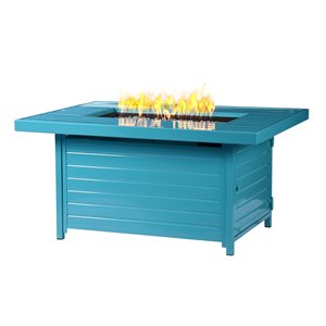 Oakland Living 48-in W 55,000-BTU Rectangular Blue Aluminum Propane Fire Pit Table