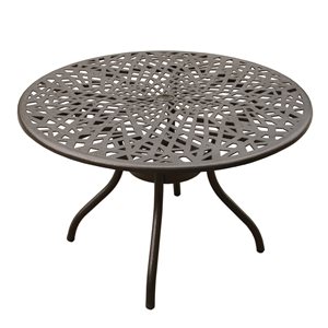 Oakland Living 48-in Round Brown Outdoor Dining Table with Umbrella Hole