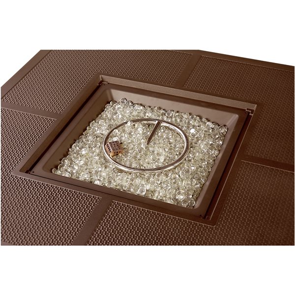 Oakland Living 42-in W 55,000-BTU Square Aluminum Propane Fire Pit Table in Brown Finish