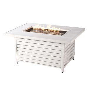 Oakland Living 48-in W 55,000-BTU Rectangular Aluminum Propane Fire Pit Table in White Finish