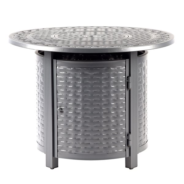 Oakland Living 34-in W 37,000-BTU Round Grey Aluminum Propane Fire Pit Table