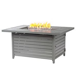 Oakland Living 48-in W 55,000-BTU Rectangular Aluminum Propane Fire Pit Table in Grey Finish