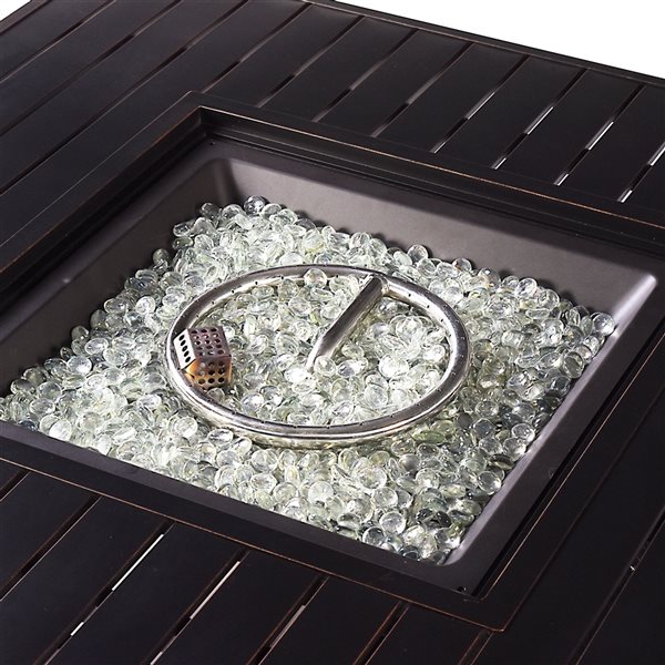 Oakland Living 42-in W 55,000-BTU Square Aluminum Propane Fire Pit Table in Antique Copper