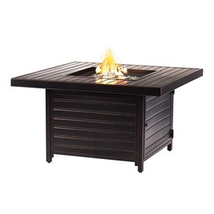 Oakland Living 42-in W 55,000-BTU Square Aluminum Propane Fire Pit Table in Antique Copper