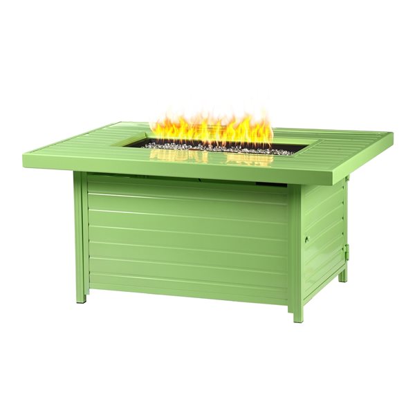 Oakland Living 48-in W 55,000-BTU Rectangular Green Aluminum Propane Fire Pit Table