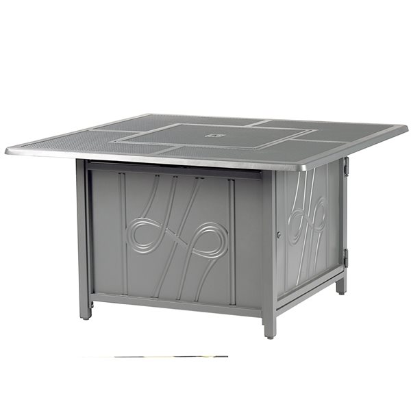 Oakland Living 42-in W 55,000-BTU Square Grey Aluminum Propane Fire Pit Table