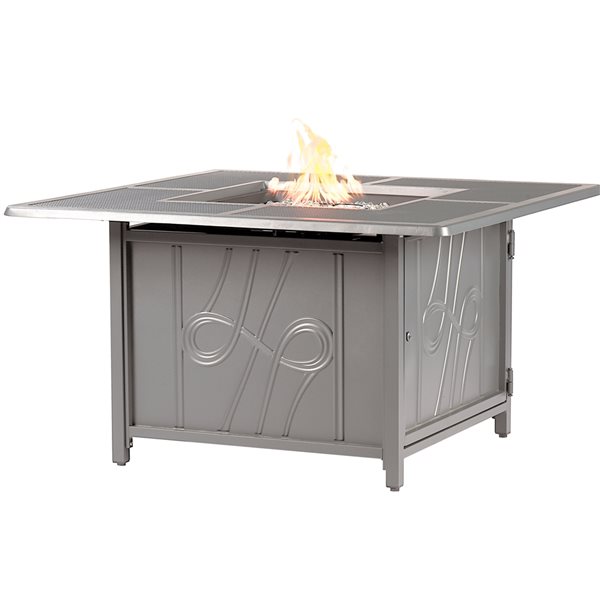 Oakland Living 42-in W 55,000-BTU Square Grey Aluminum Propane Fire Pit Table