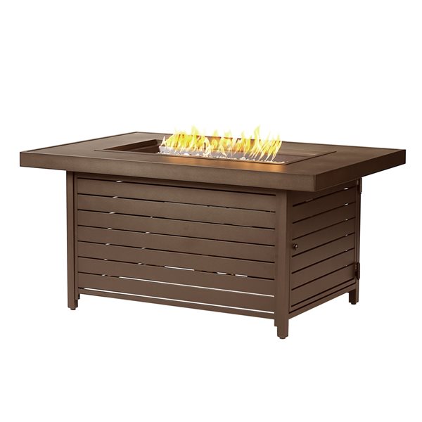 Oakland Living 48-in W 55,000-BTU Rectangular Brown Aluminum Propane Fire Pit Table