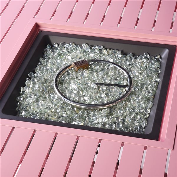 Oakland Living 42-in W 55,000-BTU Square Pink Aluminum Propane Fire Pit Table