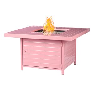 Oakland Living 42-in W 55,000-BTU Square Pink Aluminum Propane Fire Pit Table