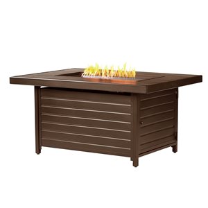 Oakland Living 48-in W 55,000-BTU Rectangular Brown Finish Aluminum Propane Fire Pit Table