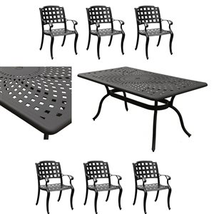 Oakland Living Black Patio Dining Set with Chairs - Set of 7