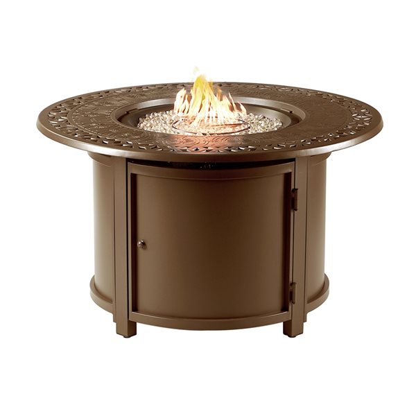 Round aluminum propane fire store pit table