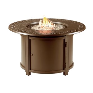 Oakland Living 44-in W 55,000-BTU Round Aluminum Propane Fire Pit Table with Brown Finish