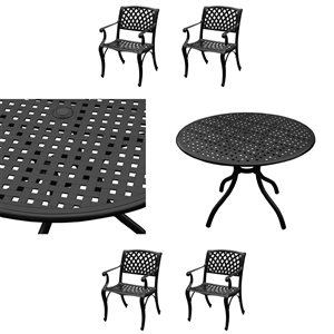 Oakland Living Round Black Patio Dining Set with Chairs - 5-Piece