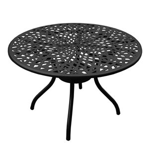 Oakland Living 48-in Round Black Outdoor Dining Table with Umbrella Hole