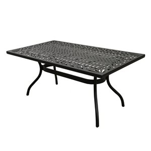 Oakland Living 68-in Rectangular Black Outdoor Dining Table with Umbrella Hole