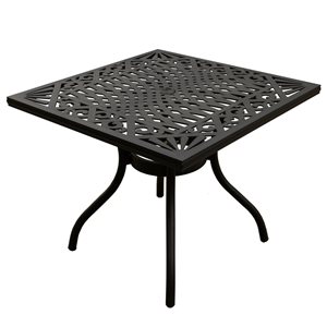Oakland Living 37-in Square Black Outdoor Dining Table with Umbrella Hole