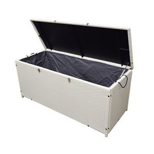 Oakland Living 428-L White Wicker with Metal Frame Storage Box