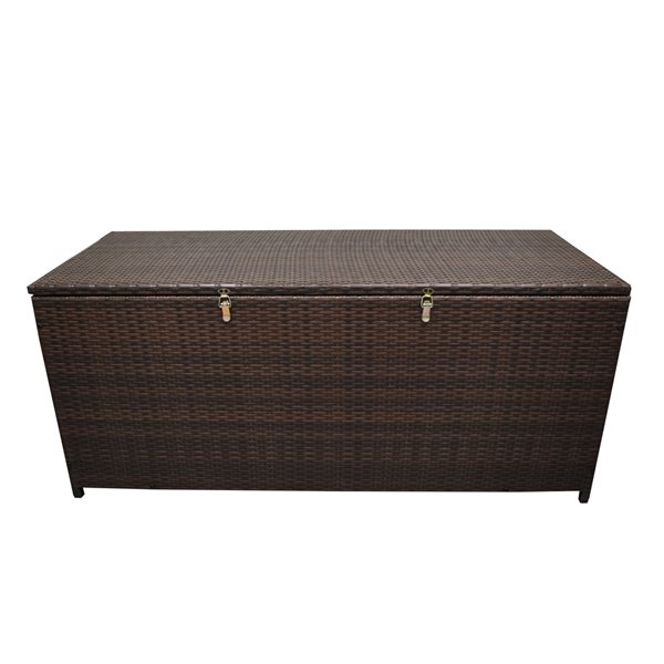 Oakland Living 428-L Brown Wicker with Metal Frame Storage Box
