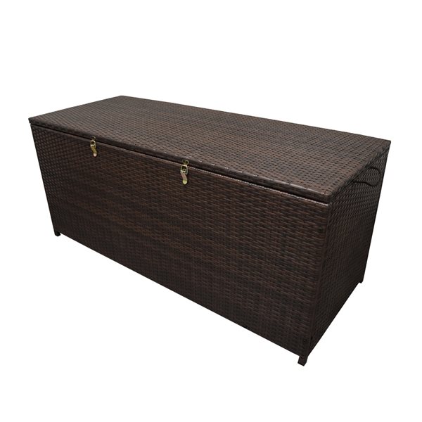 Oakland Living 428-L Brown Wicker with Metal Frame Storage Box