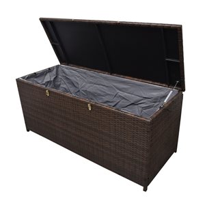 Oakland Living 428-L Brown Wicker with Metal Frame Storage Box