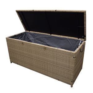 Oakland Living 428-L Tan Wicker with Metal Frame Storage Box