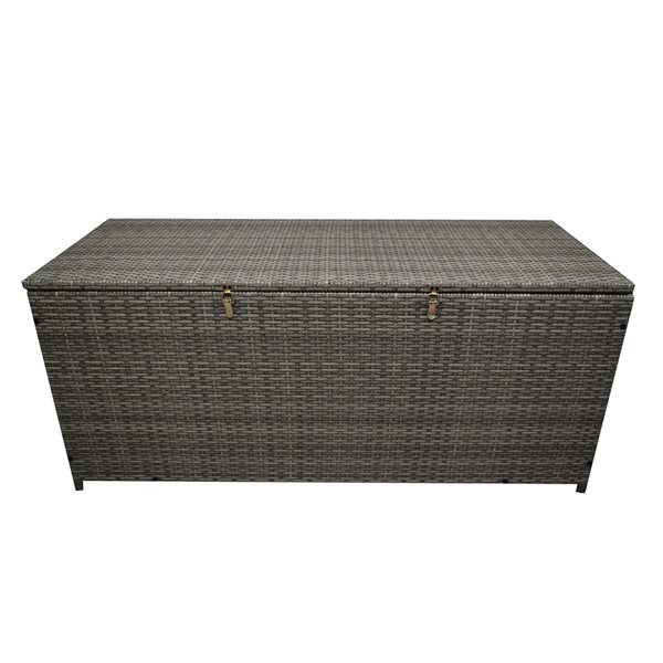 Oakland Living 428-L Grey Wicker with Metal Frame Storage Box