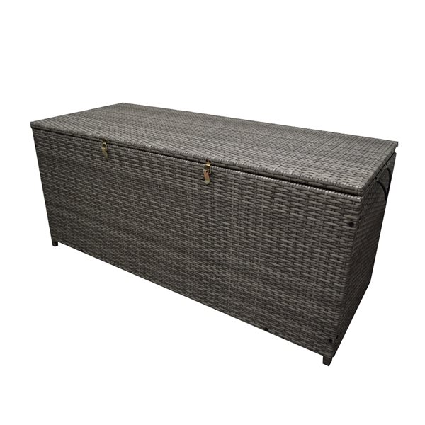 Oakland Living 428-L Grey Wicker with Metal Frame Storage Box