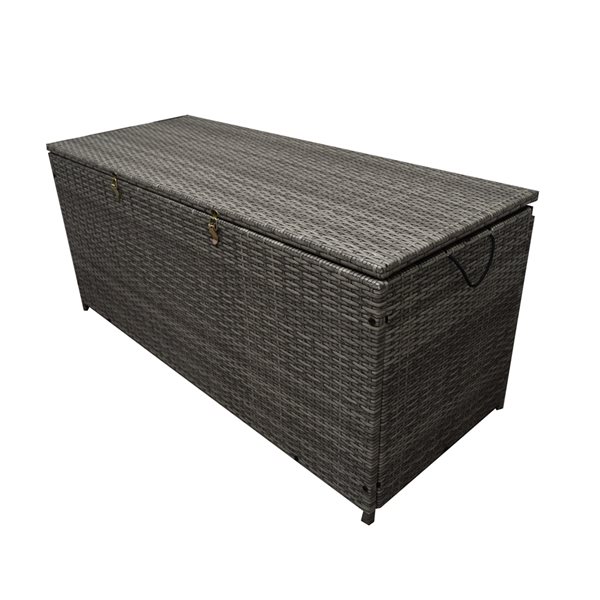 Oakland Living 428-L Grey Wicker with Metal Frame Storage Box