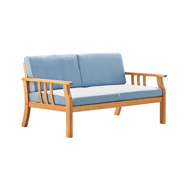 Vifah Kapalua Outdoor Loveseat with Cushions Included and Solid Eucalyptus Frame