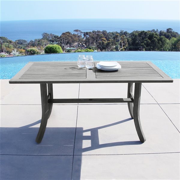 Vifah Renaissance Outdoor 6-piece Wood Patio Curvy Legs Table Dining Set