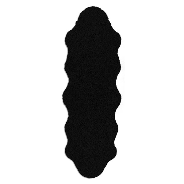 A&E Bath & Shower 2-ft x 6-ft Black Faux Fur Plush Irregular Indoor ...