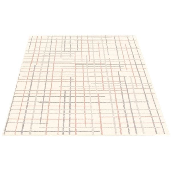 A&E Bath and Shower Onslow 7-ft x 10-ft Cream/Silver Rectangular Indoor Geometric Rug
